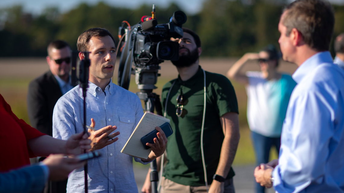 Austin Horn reporting in the field